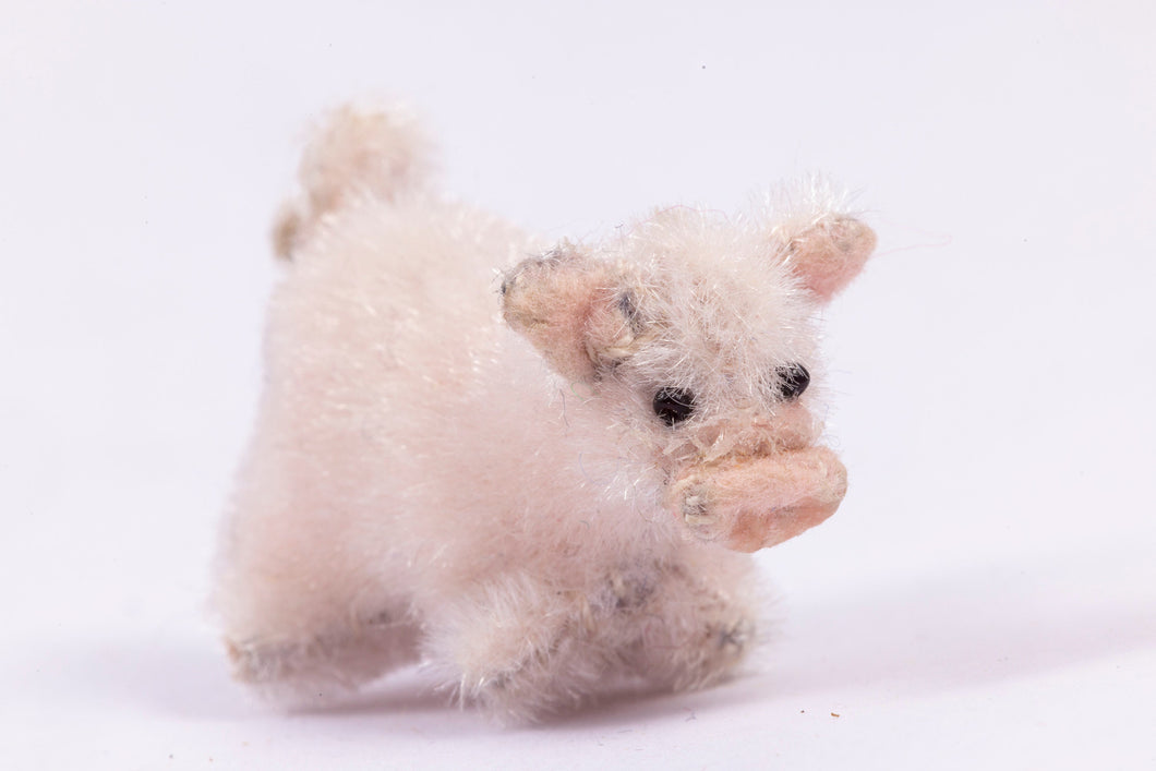 Dollhouse Miniature ~ Handmade Stuffed Animal Pig - From Ursula Sauerberg Estate