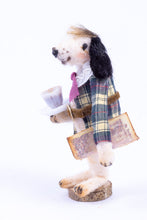 Load image into Gallery viewer, Dollhouse Miniature ~ Veronique Lux Dog with Cup of Coffee Doll - From Ursula Sauerberg Estate
