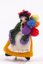 Load image into Gallery viewer, Dollhouse Miniature ~ Handmade Crocheted Woman Balloon Peddler - From Ursula Sauerberg Estate
