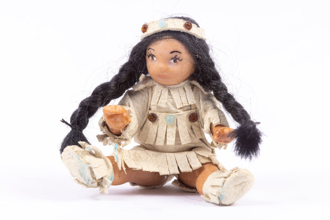 Dollhouse Miniature ~ Angel Children Native American Little Girl Doll - From Ursula Sauerberg Estate