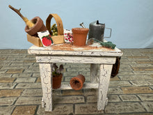 Load image into Gallery viewer, Dollhouse Miniature ~ Artisan Handmade Decorated Gardening Table
