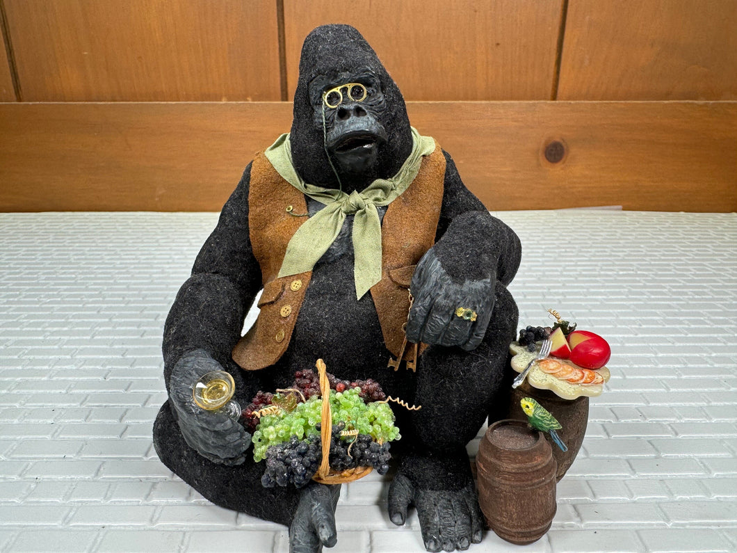 Dollhouse Miniature ~ Artisan Todd Krueger Male Gorilla Wine Sommelier Dressed Primate