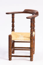 Load image into Gallery viewer, Dollhouse Miniature ~ George Hoffman Curved Back Chair - Handmade with Rush Seat

