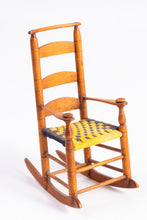 Load image into Gallery viewer, Dollhouse Miniature ~ George Hoffman Ladder Back Rocking Chair with Yellow &amp; Black Seat
