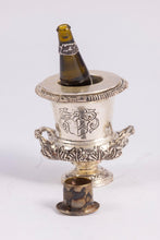 Load image into Gallery viewer, Dollhouse Miniature ~ Sterling Silver Wine Cooler with Bottle - Lee Lefkowitz Collection
