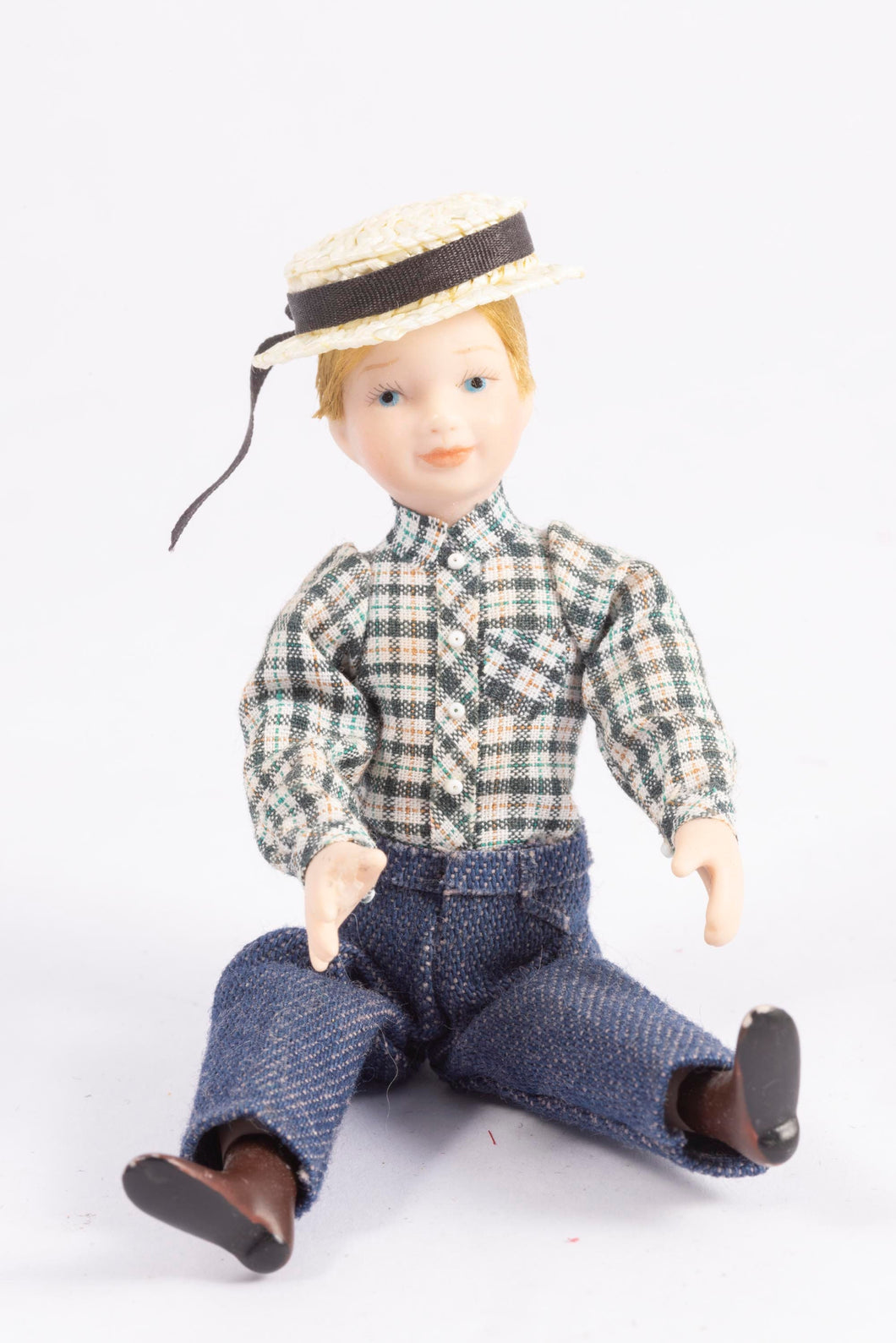 Dollhouse Miniature ~ Old Fashioned Young Boy in Hat