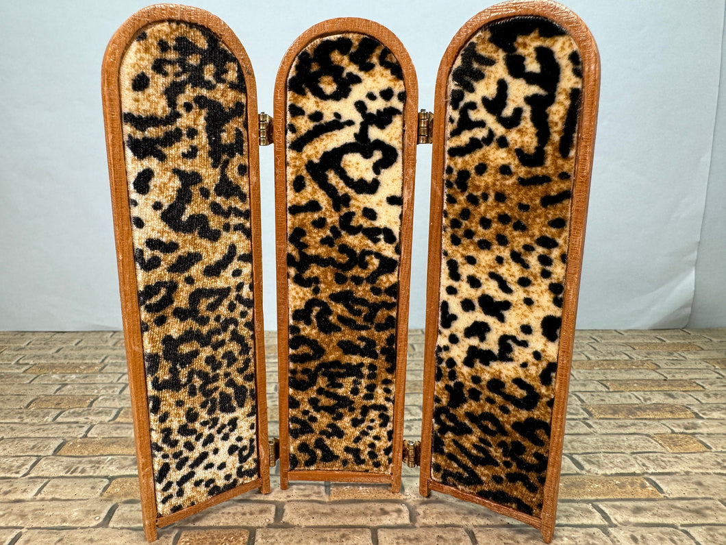 Dollhouse Miniature ~ Artisan Handmade 3 Piece Cheetah Safari Screen