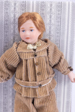 Load image into Gallery viewer, Dollhouse Miniature ~ Porcelain Young Male Doll in Old Fashioned Outfit
