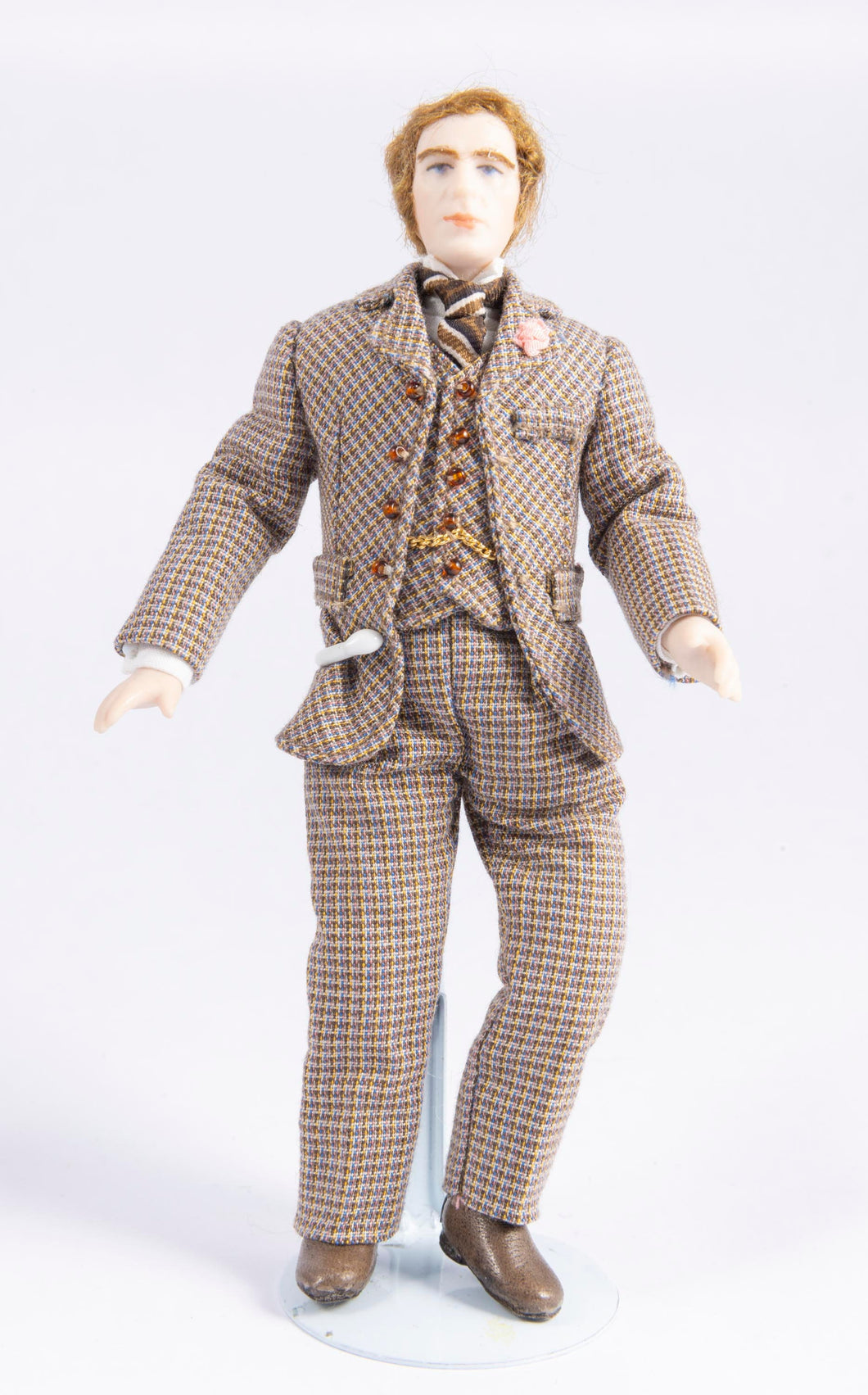 Dollhouse Miniature ~ Terrific Male Doll in Suit - Handmade Porcelain
