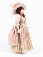 Load image into Gallery viewer, Dollhouse Miniature ~ Beautiful Woman Doll in Terrific Dress and Hat - Handmade Porcelain
