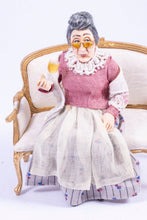 Load image into Gallery viewer, Dollhouse Miniature ~ Twin Minis Sculpted Older Lady Doll In Sitting Position
