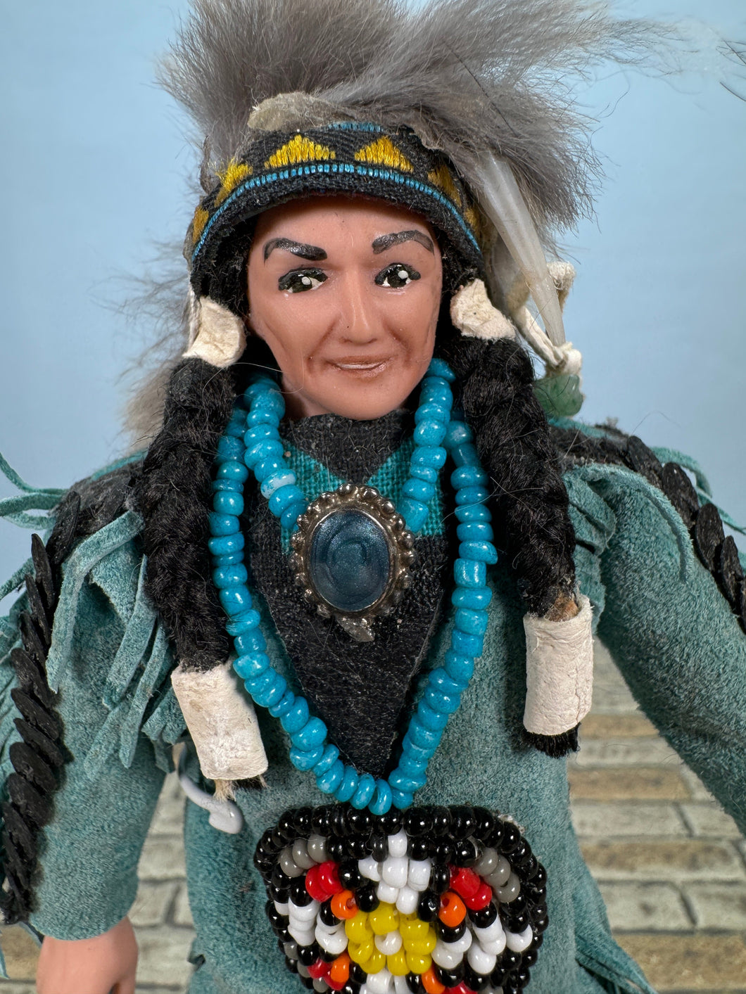 Artisan Handmade Porcelain Native American Chief Male Doll