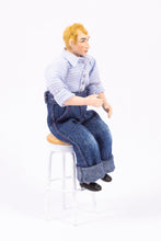 Load image into Gallery viewer, Dollhouse Miniature ~ Man in Jeans &amp; Blue Shirt Doll - Ursula Sauerberg Estate
