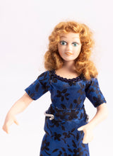 Load image into Gallery viewer, Modern Woman Doll in Blue Dress, Handmade Porcelain
