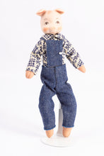 Load image into Gallery viewer, Handmade Porcelain Male Pig Doll in Overalls
