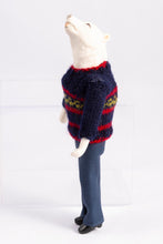 Load image into Gallery viewer, Dollhouse Miniature ~ Anthropomorphic White Polar Bear Doll in Sweater, Howling
