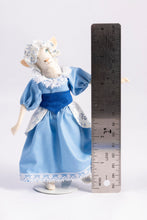 Load image into Gallery viewer, Dollhouse Miniature ~ Anthropomorphic White Sheep Doll in Blue Dress
