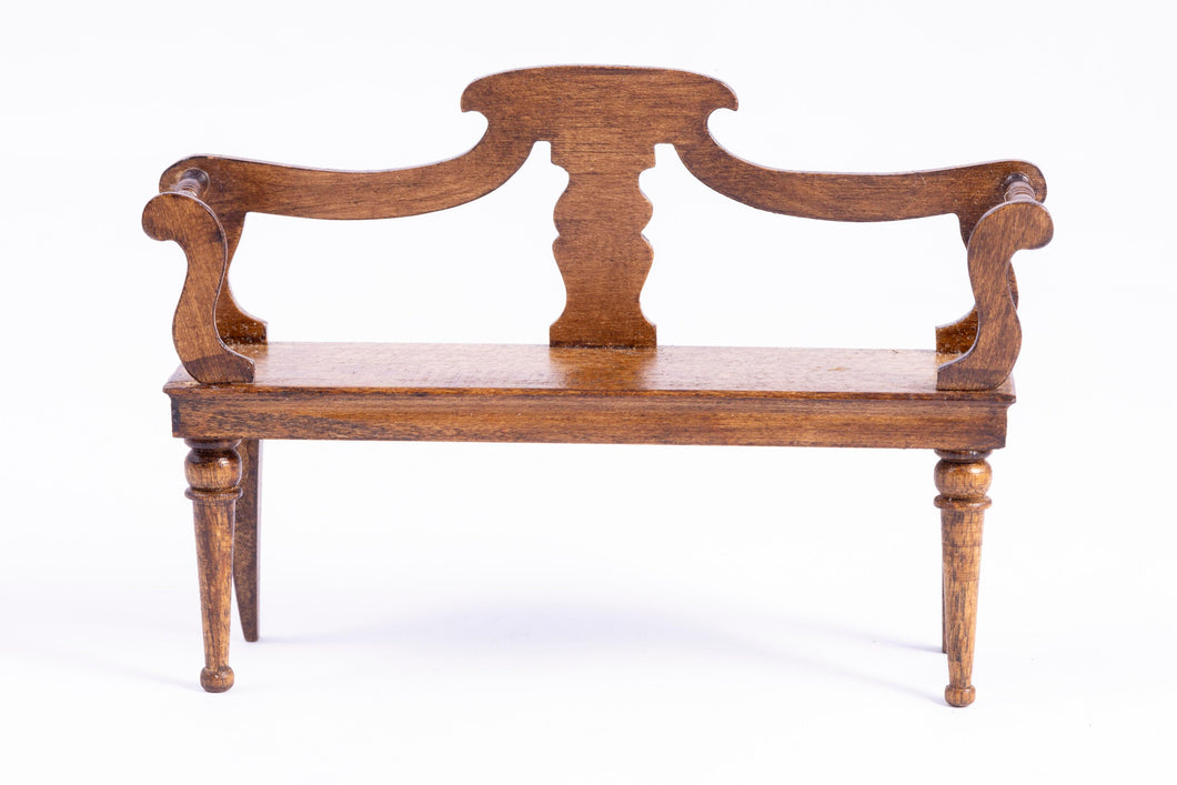 Dollhouse Miniature ~ David Krupick Wooden Carved Bench