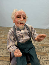 Load image into Gallery viewer, Dollhouse Miniature ~ Artisan Hand Sculpted Man Doll Sitting In Chair
