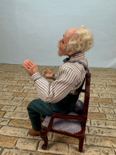 Load image into Gallery viewer, Dollhouse Miniature ~ Artisan Hand Sculpted Man Doll Sitting In Chair
