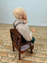 Load image into Gallery viewer, Dollhouse Miniature ~ Artisan Hand Sculpted Man Doll Sitting In Chair
