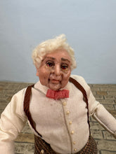 Load image into Gallery viewer, Dollhouse Miniature ~ Artisan Hand Sculpted Old Man With Suspenders Doll
