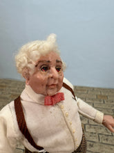 Load image into Gallery viewer, Dollhouse Miniature ~ Artisan Hand Sculpted Old Man With Suspenders Doll
