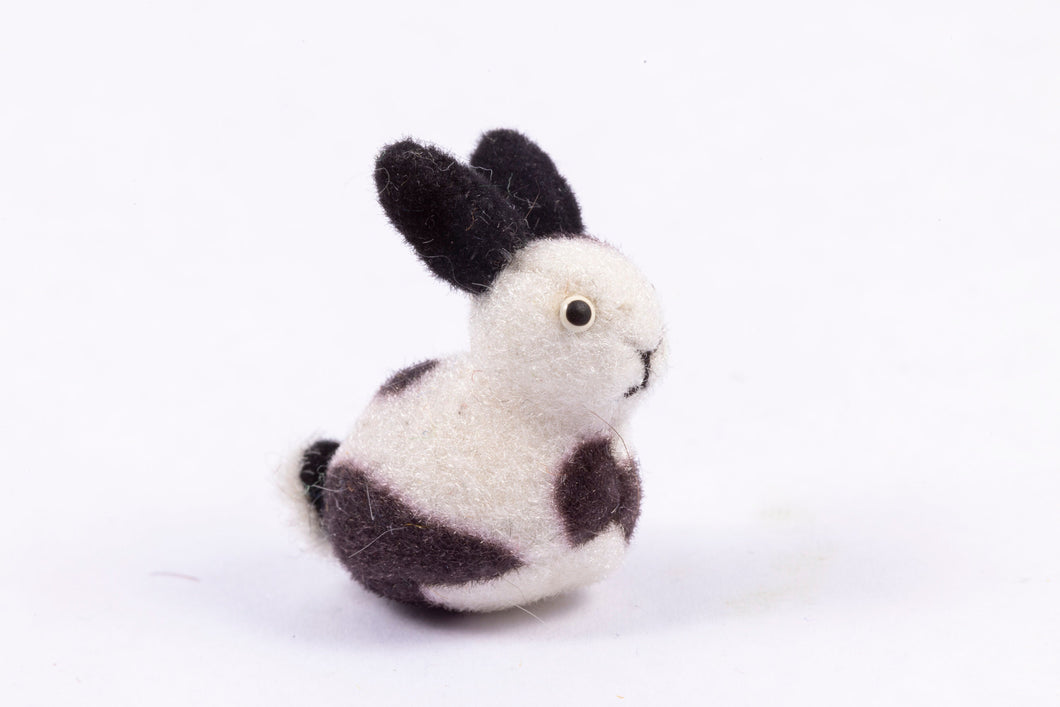 Dollhouse Miniature ~ Stuffed Animal Black and White Bunny - From Ursula Sauerberg Estate