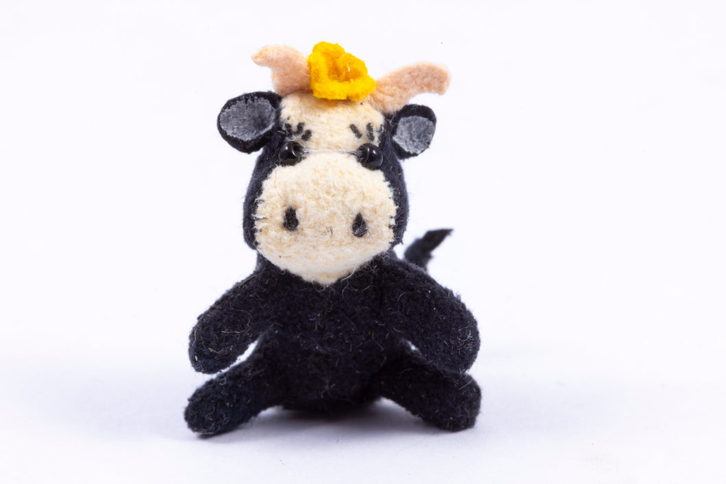 Dollhouse Miniature ~ Handmade Stuffed Animal Toy Cow - From Ursula Sauerberg Estate
