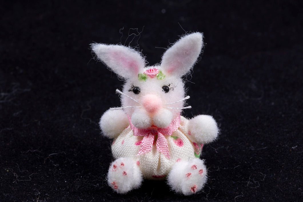 Dollhouse Miniature ~ Handmade Fluffy Bunny Rabbit - From Ursula Sauerberg Estate