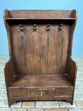 Load image into Gallery viewer, Dollhouse Miniature ~ Artisan Handmade Entryway Bench With Drawer, Coat Hanger Shelf &amp; Hooks
