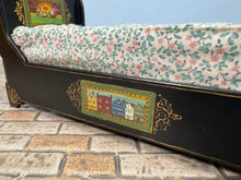 Load image into Gallery viewer, Dollhouse Miniature ~ Artisan Handmade Hand Painted Sleigh Bed With Handmade Matress

