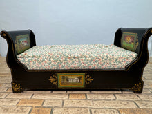 Load image into Gallery viewer, Dollhouse Miniature ~ Artisan Handmade Hand Painted Sleigh Bed With Handmade Matress
