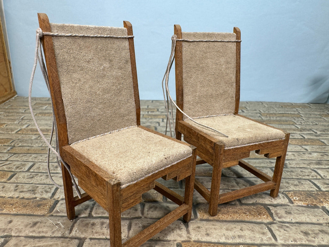 Dollhouse Miniature ~ Artisan Handmade Southwestern Leather Hide Chair Set