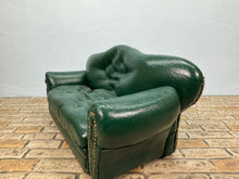 Load image into Gallery viewer, Dollhouse Miniature ~ Vintage 1992 Artisan Pat Tyler Handmade Green Leather Couch
