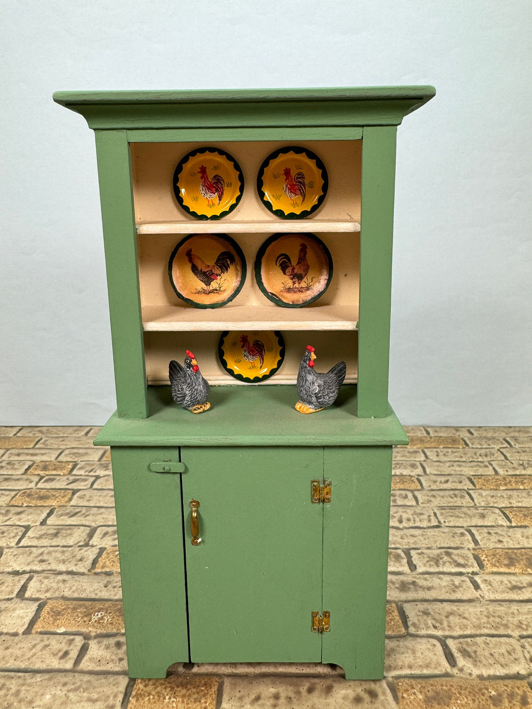 Dollhouse Miniature ~ Artisan Barbara Hill Handmade Decorated Chicken Cupboard