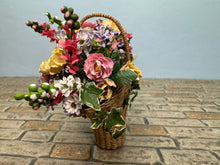 Load image into Gallery viewer, Dollhouse Miniature ~ Artisan Handmade Flowers in Handmade Basket

