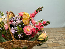 Load image into Gallery viewer, Dollhouse Miniature ~ Artisan Handmade Flowers in Handmade Basket
