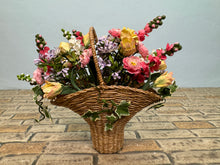 Load image into Gallery viewer, Dollhouse Miniature ~ Artisan Handmade Flowers in Handmade Basket
