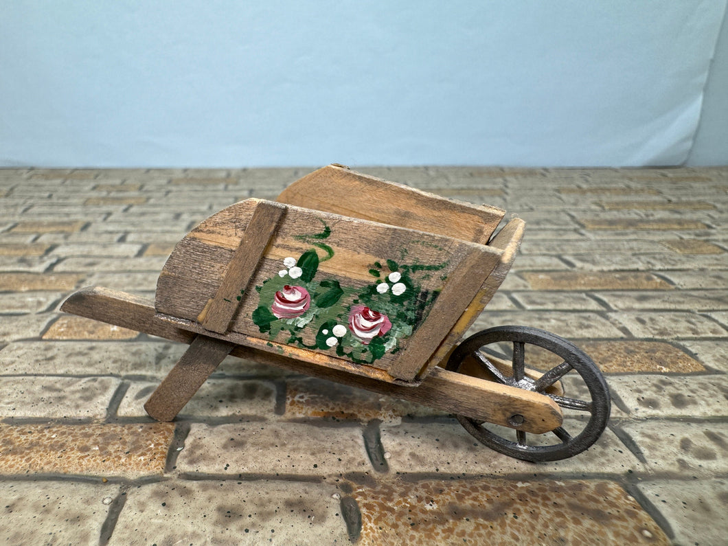 Dollhouse Miniature ~ Artisan Handmade Signed Hand Painted Wheelbarrow