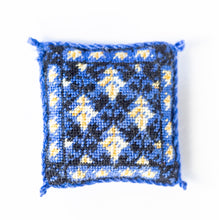 Load image into Gallery viewer, Needlepoint Pillow with Blue &amp; Gold Design - Ursula Sauerberg Estate
