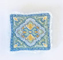 Load image into Gallery viewer, Needlepoint Pillow with Yellow and Blue Design - Ursula Sauerberg Estate
