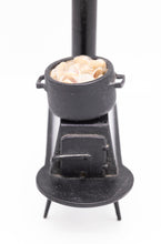 Load image into Gallery viewer, Dollhouse Miniature ~ Handmade Black Stove with Clam Pot - Old Fashioned
