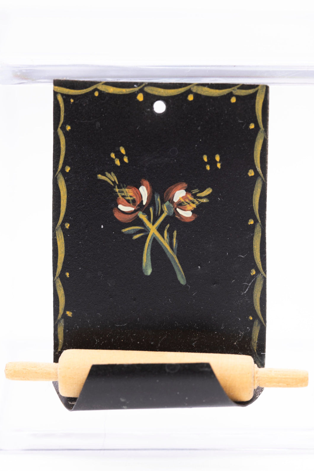 Dollhouse Miniature ~ Hand Painted Black Metal Rolling Pin Holder