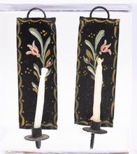 Load image into Gallery viewer, Dollhouse Miniature ~ Hand Painted Black Metal Pair of Candle Sconces - Studio B
