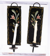 Load image into Gallery viewer, Dollhouse Miniature ~ Hand Painted Black Metal Pair of Candle Sconces - Studio B
