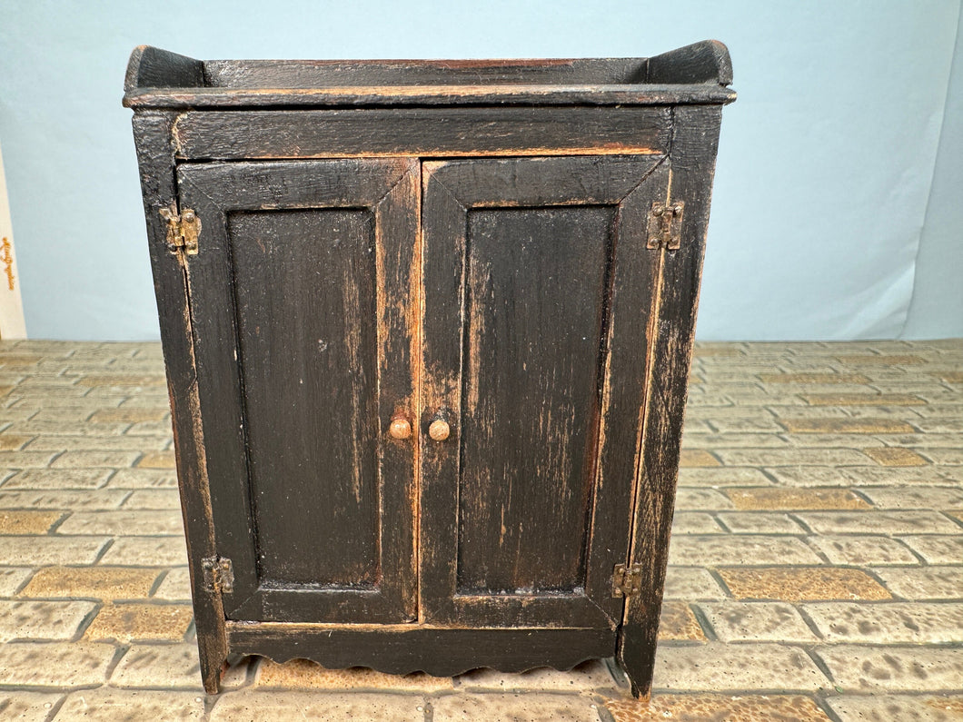 Dollhouse Miniature ~ Artisan Barbara Vajnar - Bubba's Handmade Distressed Black Kitchen Pantry
