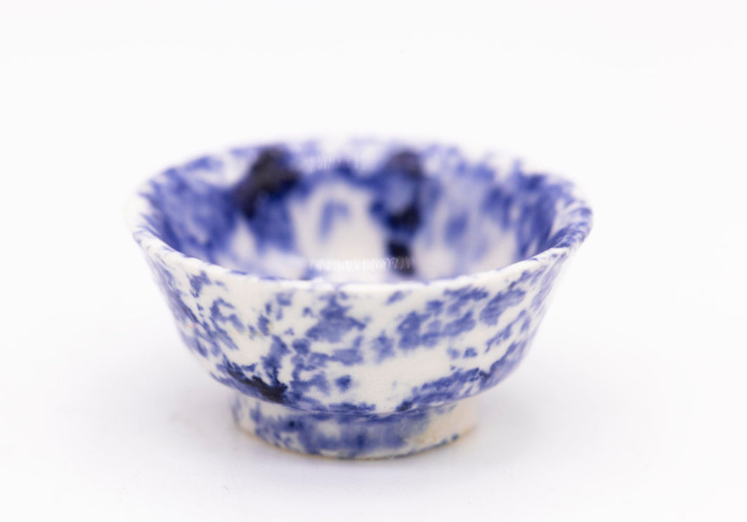 Dollhouse Miniature ~ Hand Made Pottery Blue and White Bowl by Jean Yingling