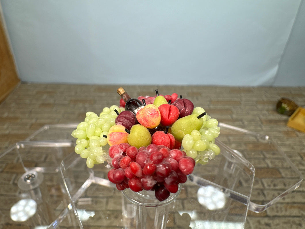 Dollhouse Miniature ~ Artisan Handmade Fruit & Wine Bowl Grapes
