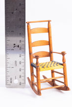 Load image into Gallery viewer, Dollhouse Miniature ~ George Hoffman Ladder Back Rocking Chair with Yellow &amp; Black Seat
